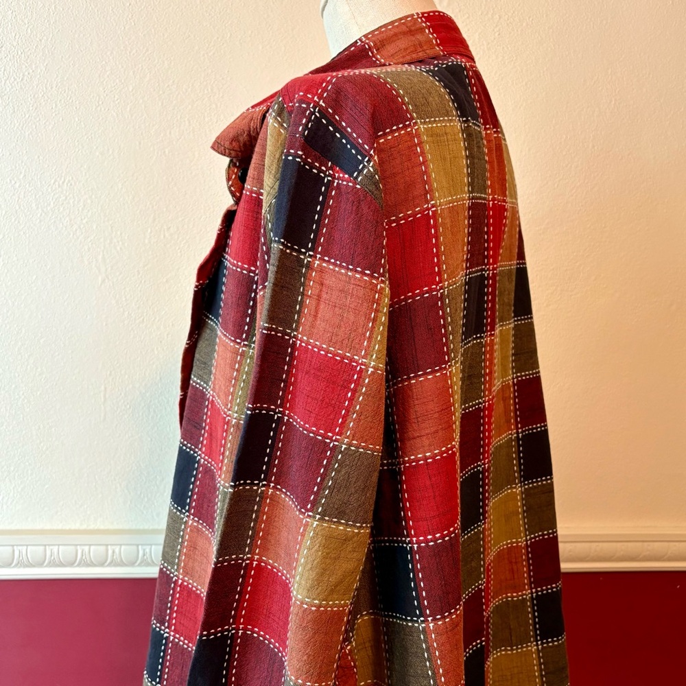 Serengeti Button Down 100% Cotton Patchwork Plaid… - image 7